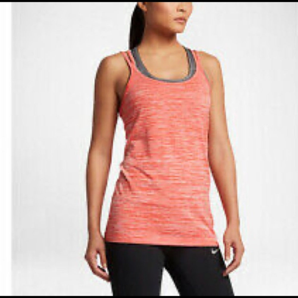 Nike Dri-Fit Strappy Orange Knit Running Tank Top